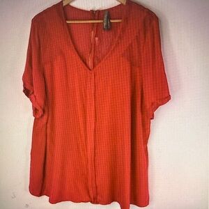 PENNINGTONS Women Dark Pink Short Sleeve Blouse Plus Size 3X